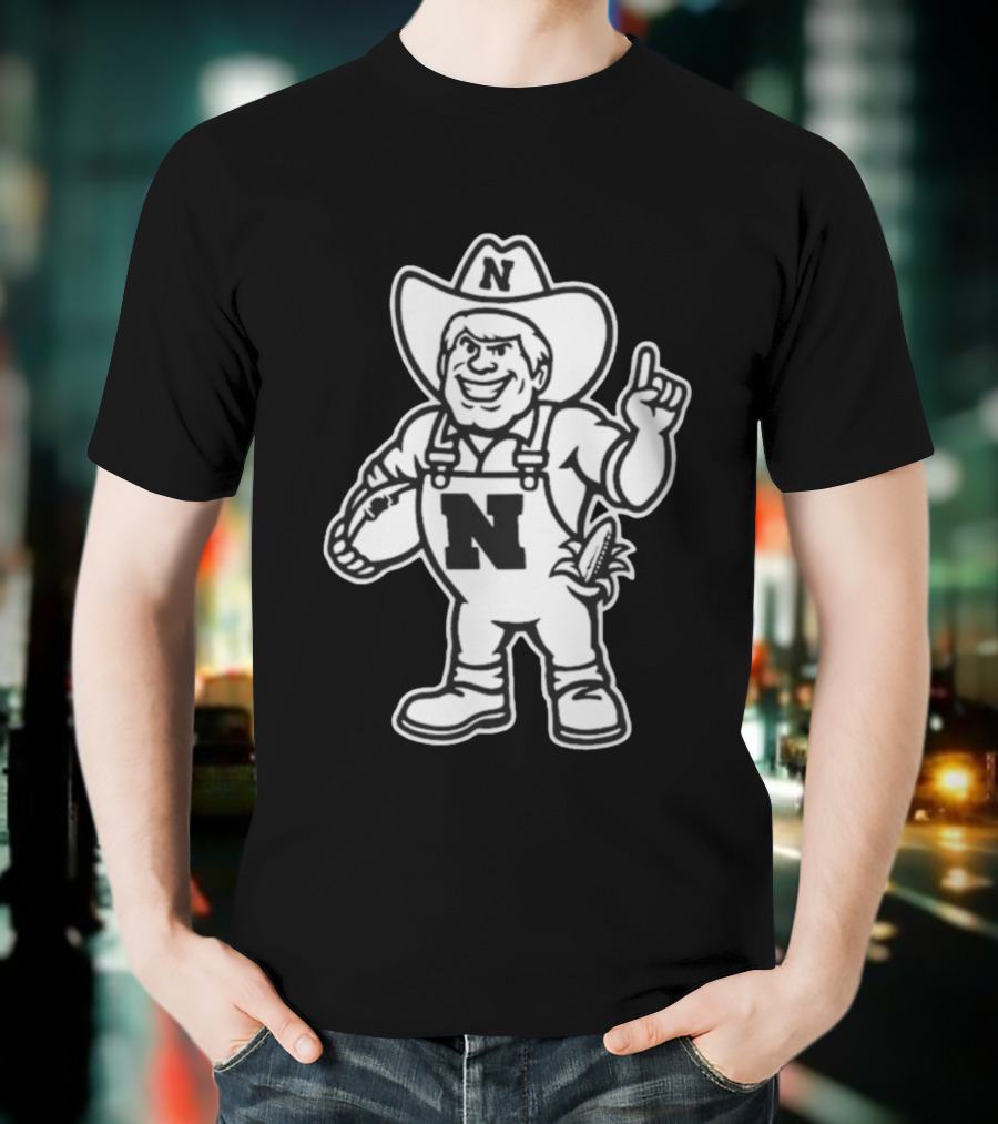 Nebraska Cornhuskers Herbie Husker Mascot Coach Matt Rhule Football T-Shirt