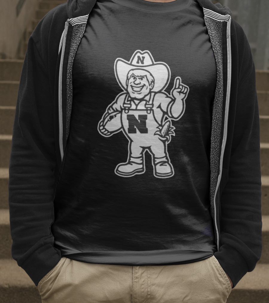 Nebraska Cornhuskers Herbie Husker Mascot Coach Matt Rhule Football T-Shirt