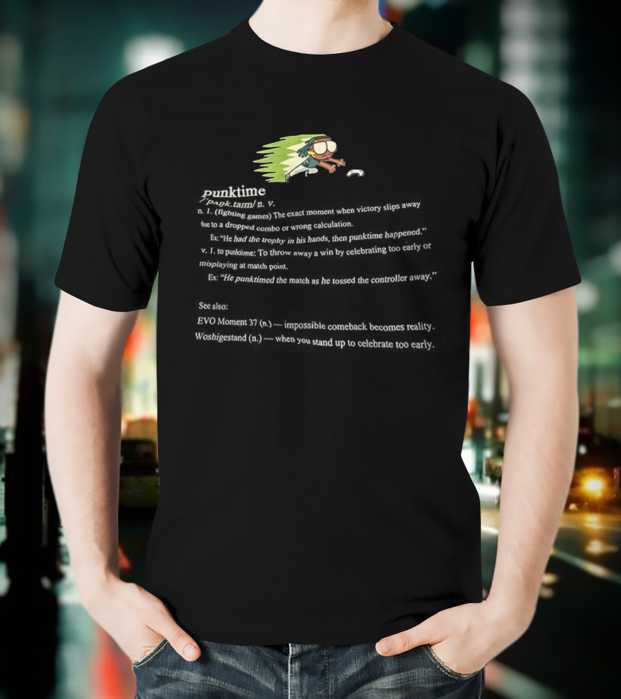 Punktime Fighting Game Definition Funny Gamer Passion Speedrun Button Masher T-Shirt