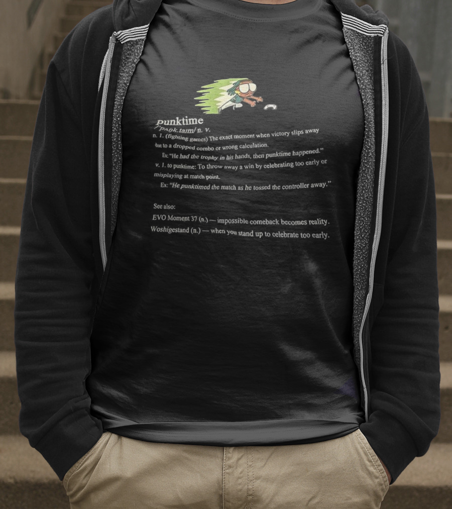 Punktime Fighting Game Definition Funny Gamer Passion Speedrun Button Masher T-Shirt