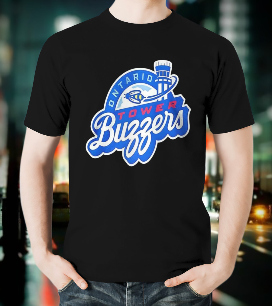 Ontario Tower Buzzers Blue Red Yellow Aviation Theme T-Shirt