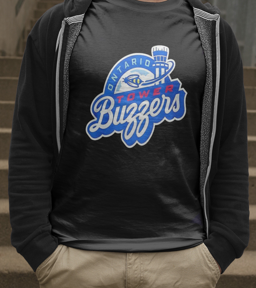 Ontario Tower Buzzers Blue Red Yellow Aviation Theme T-Shirt