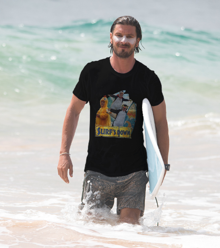 Penguins Surf's Down Wave Costume Fun T-Shirt