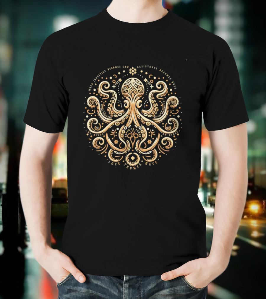 Subtle FDT Octopus Anti Fascist Design Resistance Becomes Duty T-Shirt