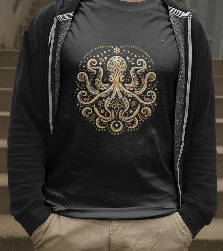 Subtle FDT Octopus Anti Fascist Design Resistance Becomes Duty T-Shirt