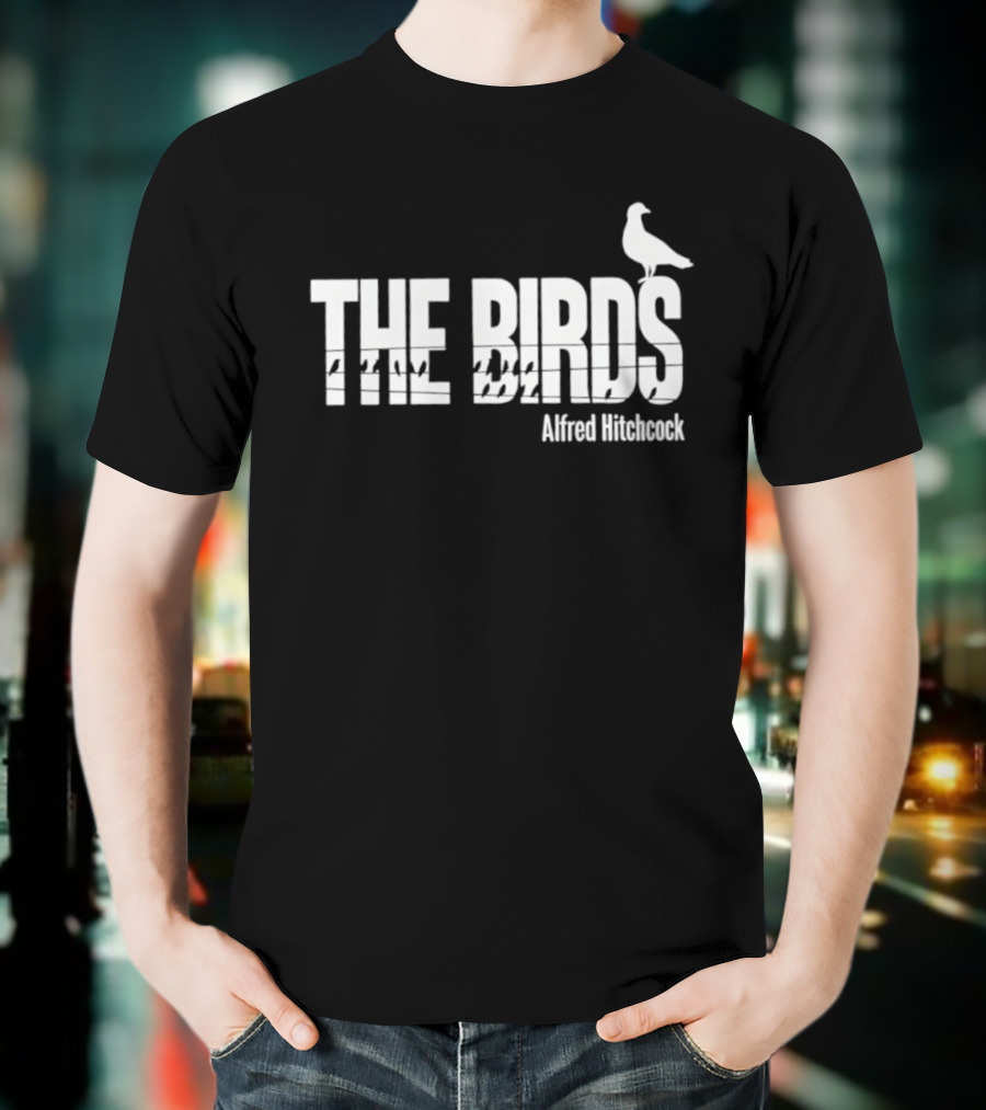 THE BIRDS Alfred Hitchcock Bird Silhouette T-Shirt