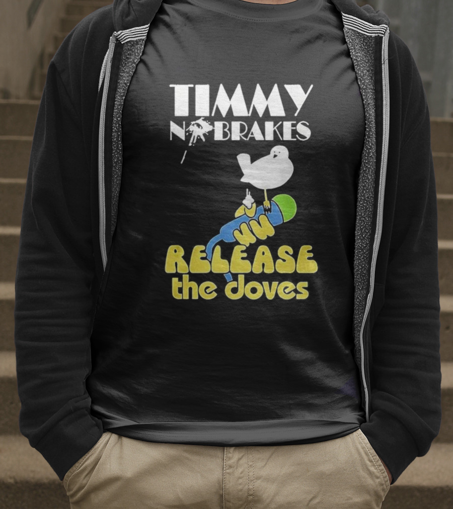 Timmy No Brakes Release The Doves Fun Colorful Design T-Shirt