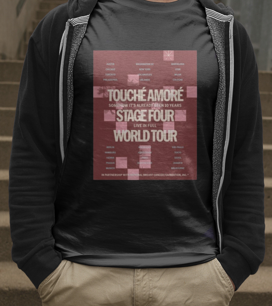 Touche Amore Stage Four Live In Full World Tour Somehow It's Already Been 10 Years 2026 T-Shirt