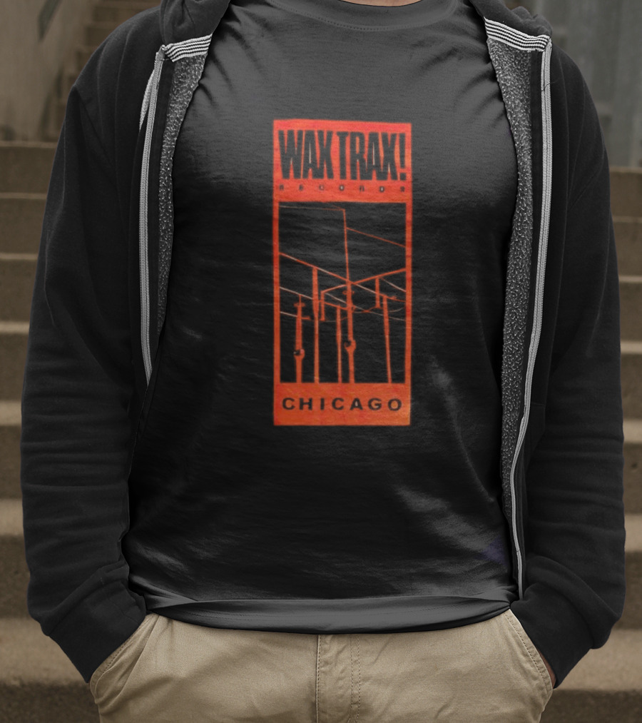 Wax Trax Chicago Skyline Power Lines T-Shirt