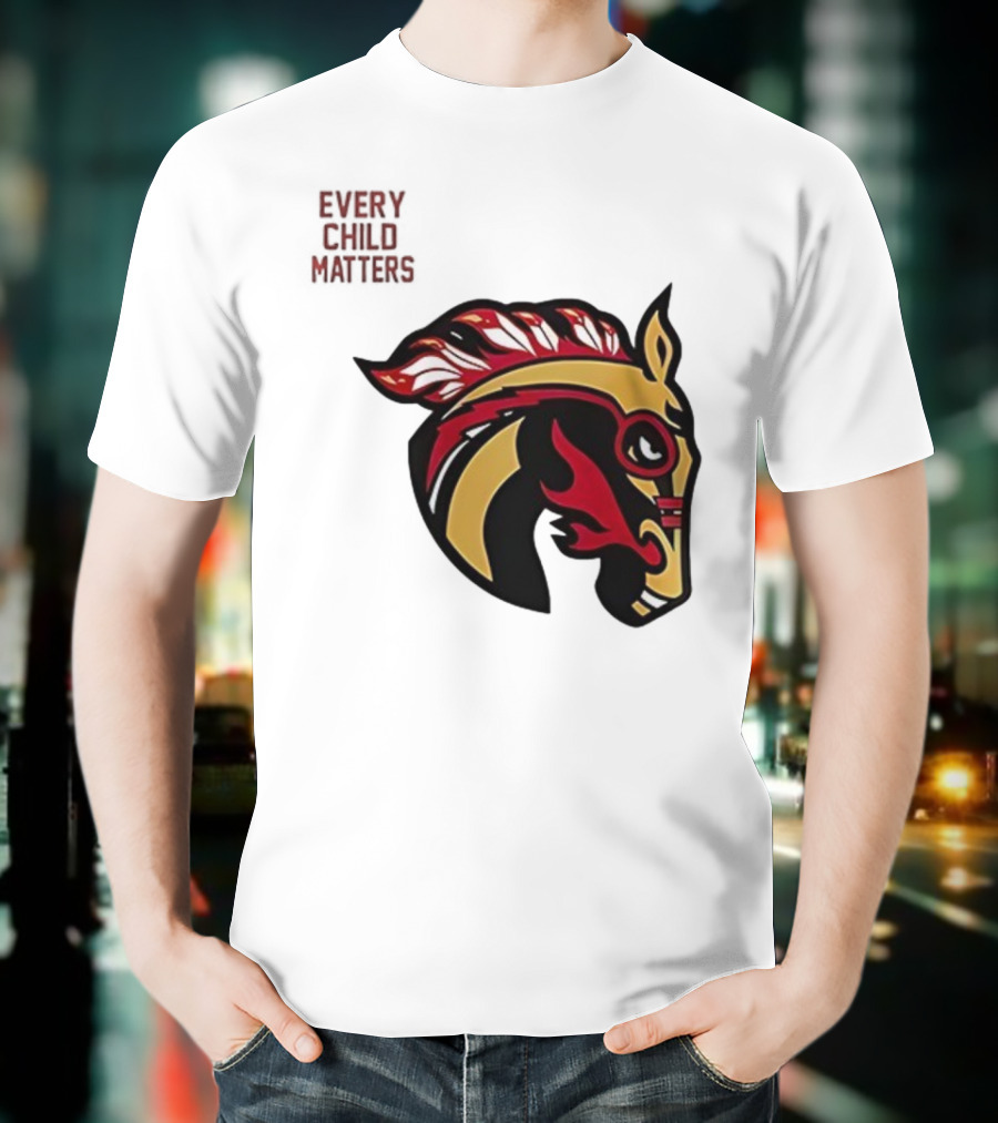 Calgary Wranglers Indigenous Heritage Every Child Matters Chinki Goodstoney T-Shirt