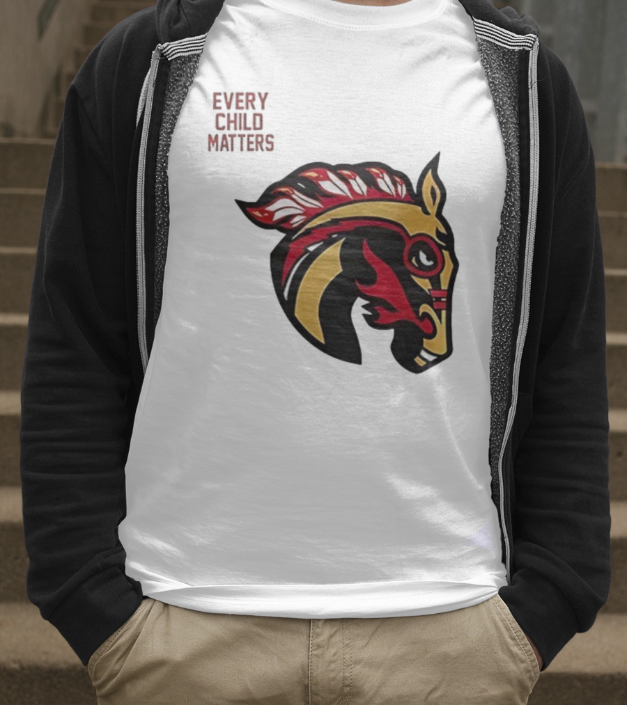 Calgary Wranglers Indigenous Heritage Every Child Matters Chinki Goodstoney T-Shirt