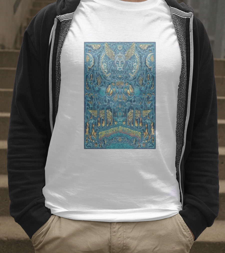 Greensky Bluegrass Halloween Kalamazoo Oct 31 2025 Winged Skull Psychedelic Art T-Shirt