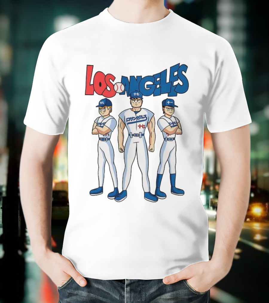 Los Angeles Baseball Z Anime Crossover Characters T-Shirt