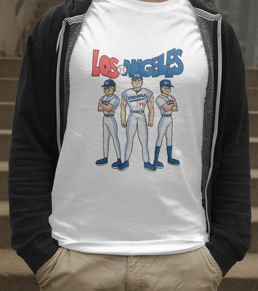 Los Angeles Baseball Z Anime Crossover Characters T-Shirt