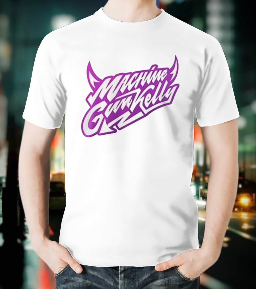 Machine Gun Kelly Ticket To My Downfall Tour 2025 Caricature Purple Stylized Text T-Shirt