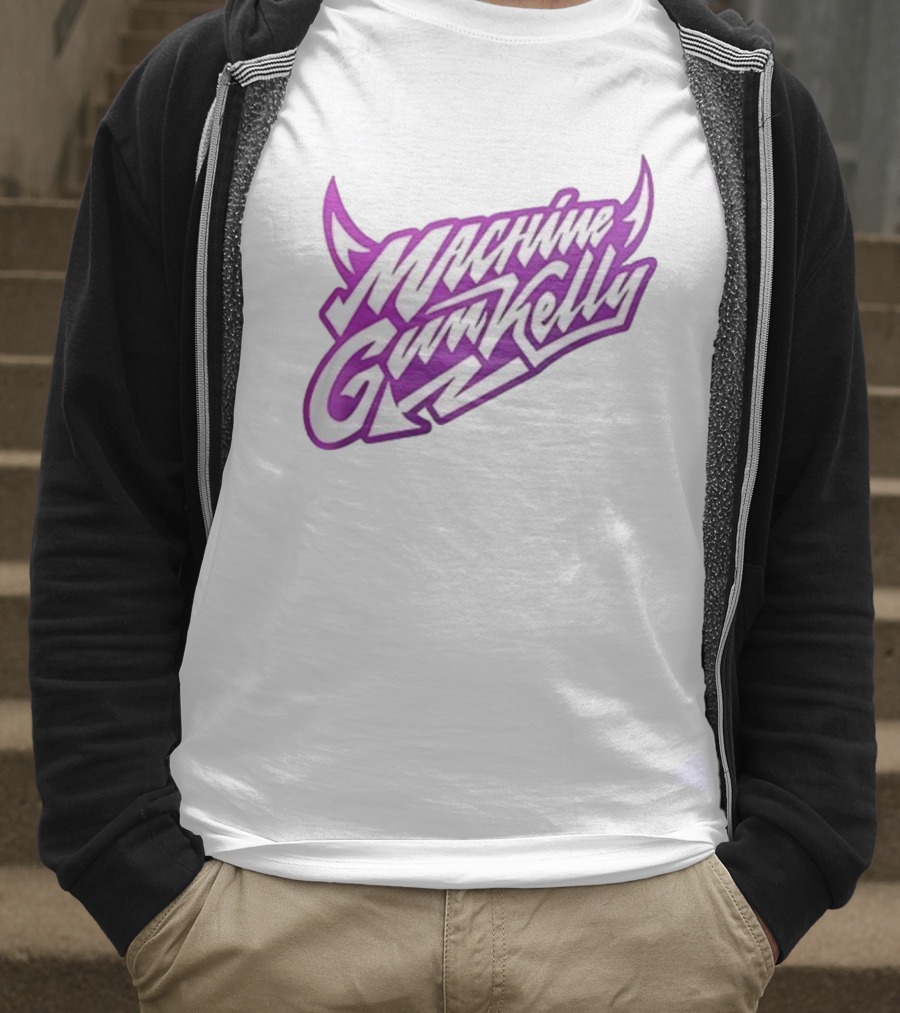 Machine Gun Kelly Ticket To My Downfall Tour 2025 Caricature Purple Stylized Text T-Shirt