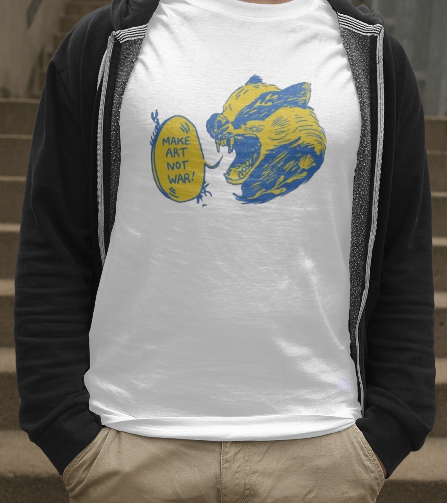 Make Art Not War Angry Wolverine Print T-Shirt
