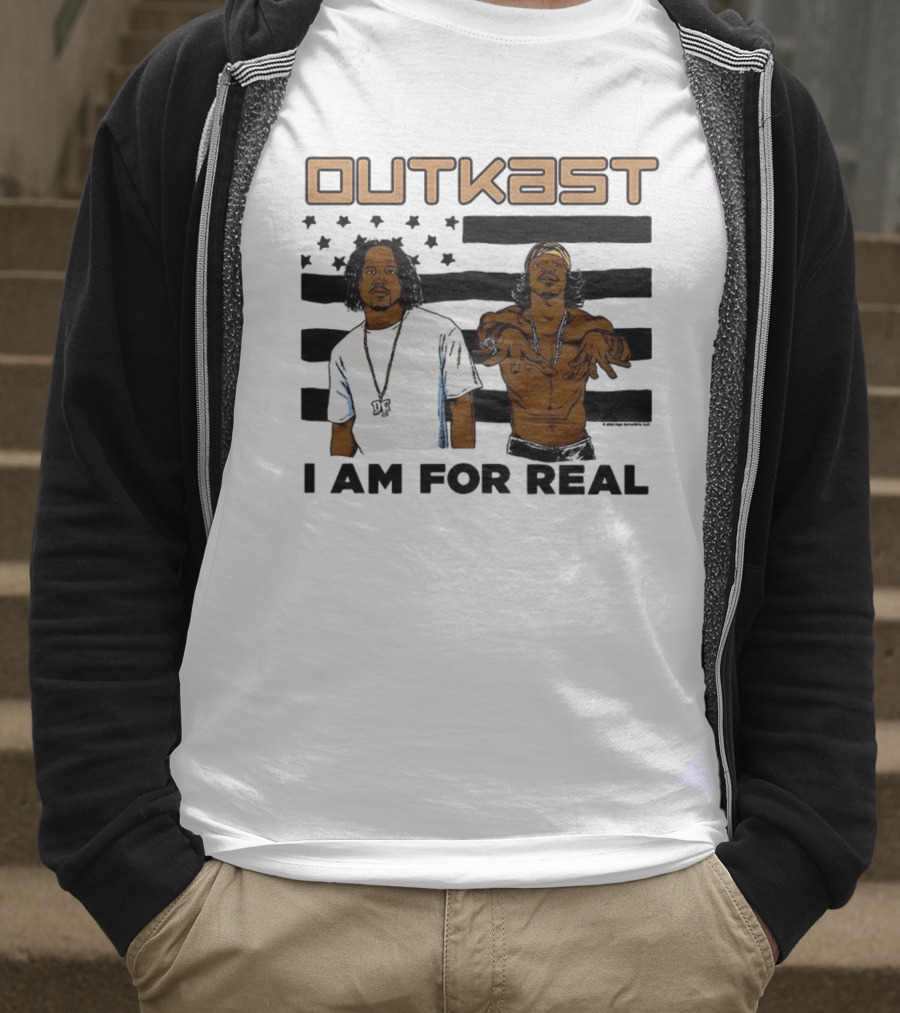 Outkast I Am For Real Flag Comic Style Duo Graphic T-Shirt