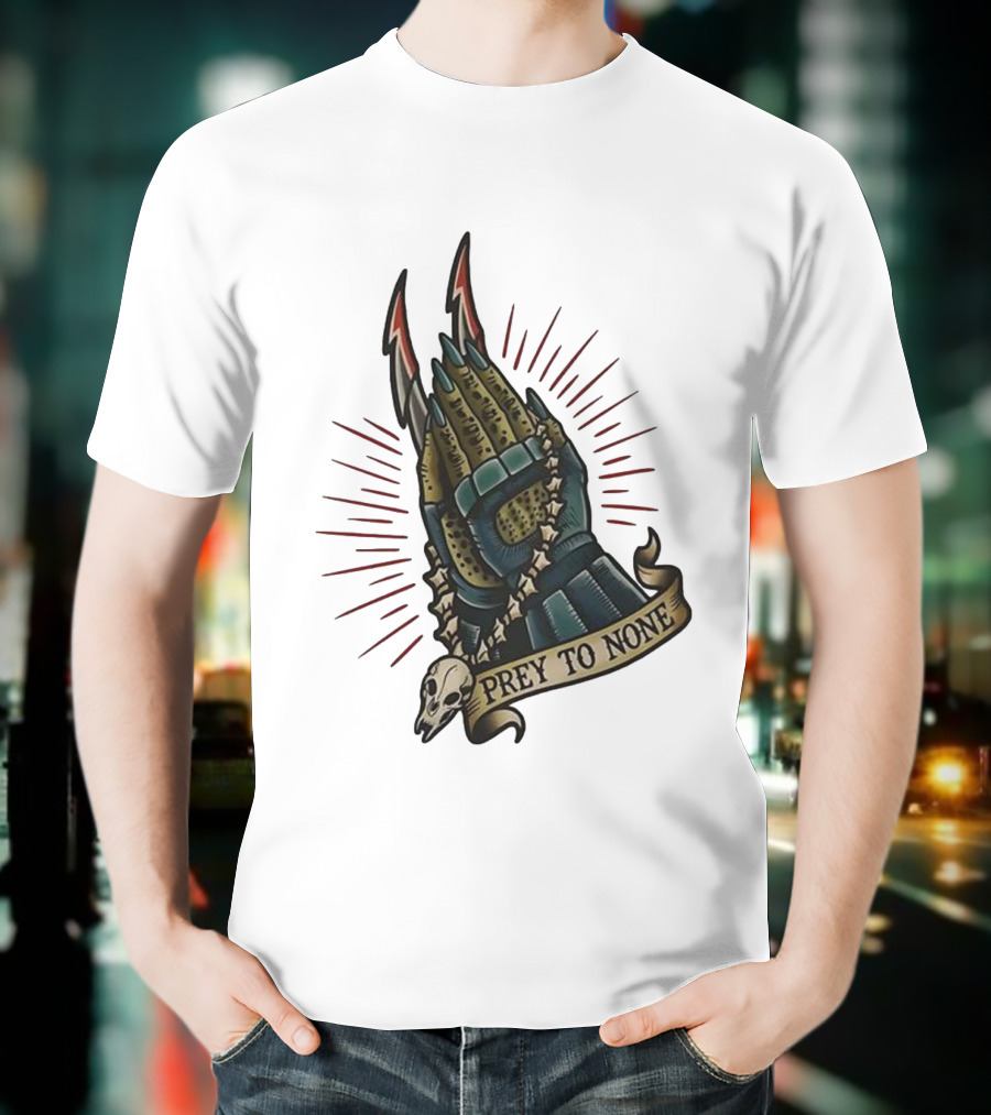 Prey To None Alien Claw With Skull And Star Chain T-Shirt