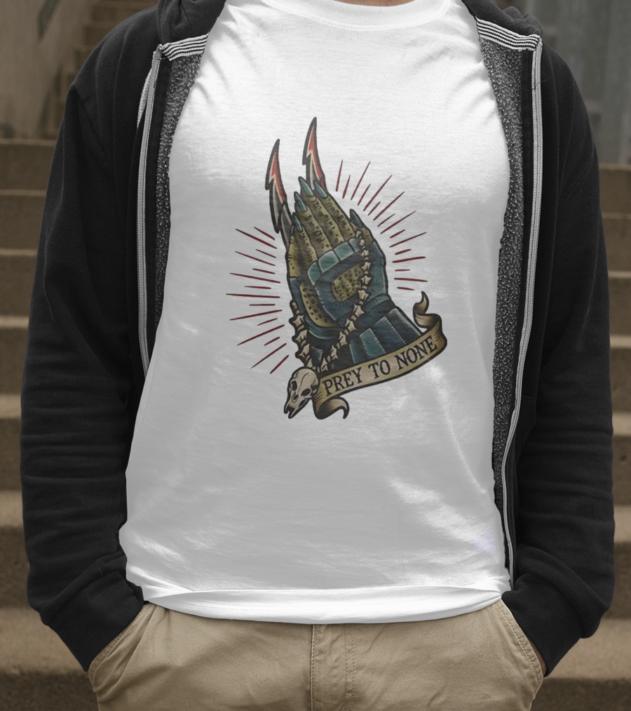 Prey To None Alien Claw With Skull And Star Chain T-Shirt