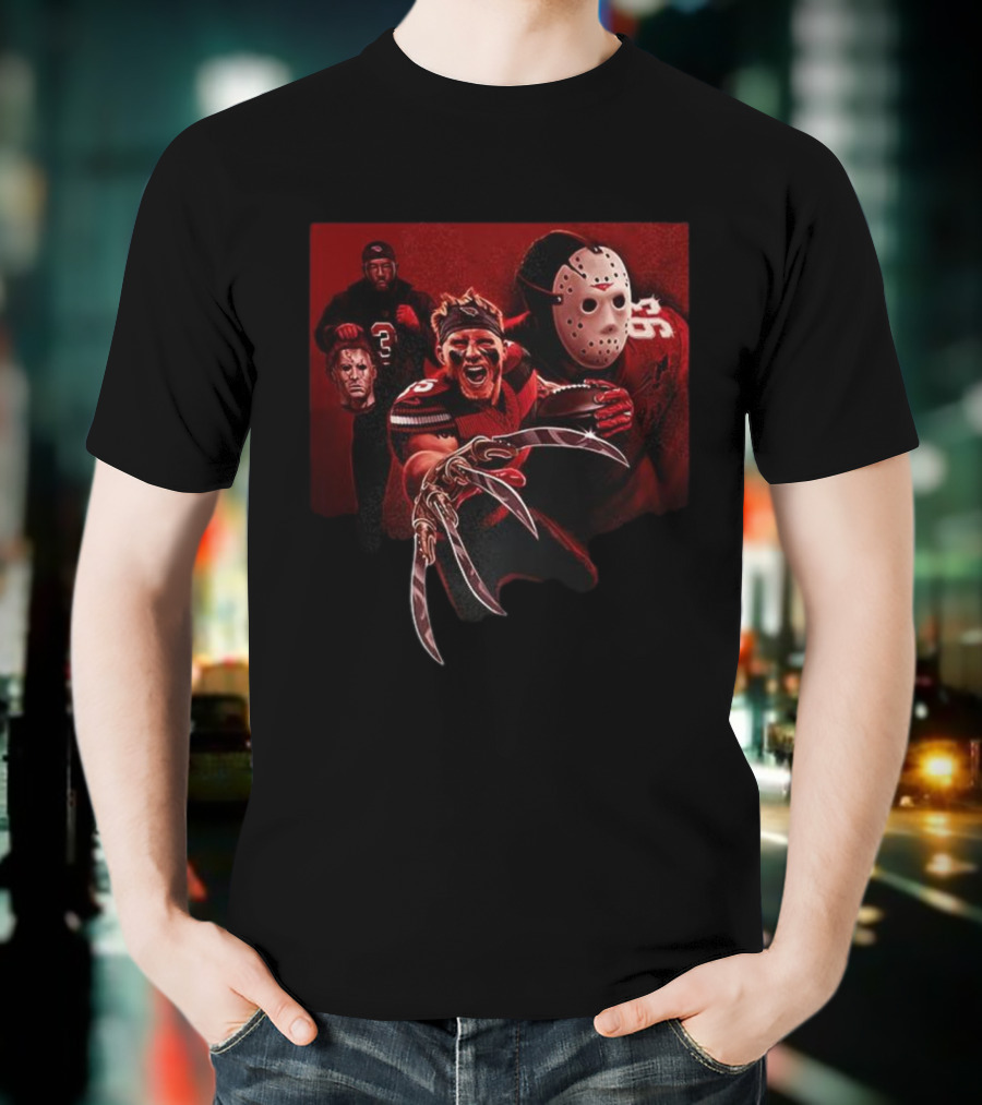 Arizona Cardinals 2025 Halloween Horror Football Mashup Freddy Jason Michael Myers Sports Fan Gear T-Shirt