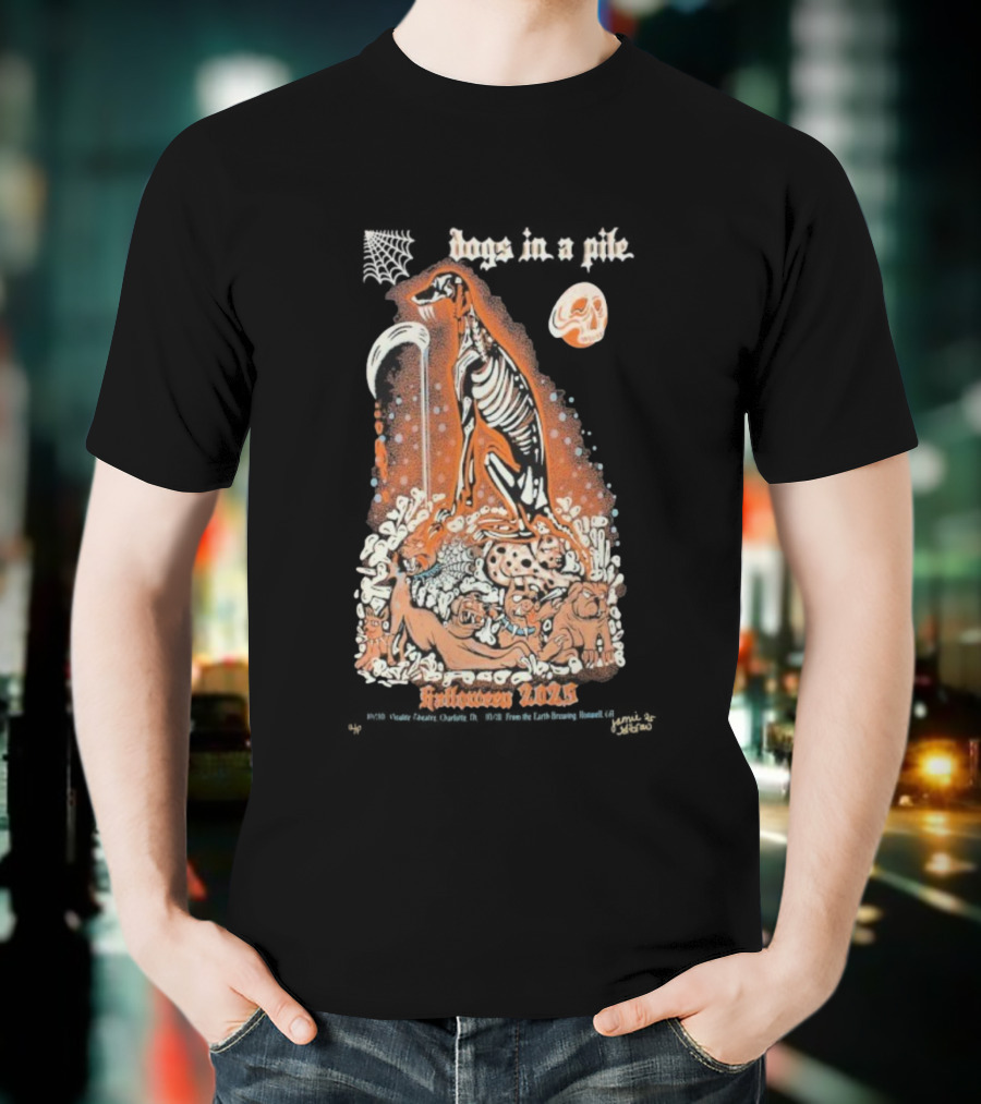 Dogs In A Pile From The Earth Brewing Company Halloween Roswell GA October 31 2025 T-Shirt