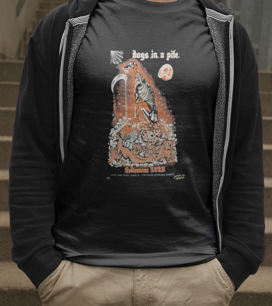 Dogs In A Pile From The Earth Brewing Company Halloween Roswell GA October 31 2025 T-Shirt