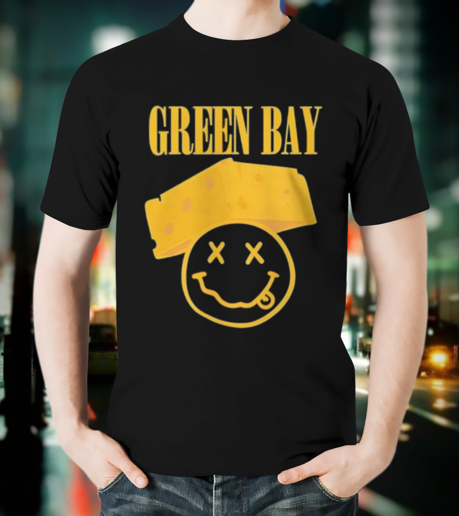 Green Bay Cheesehead Smiley Face T-Shirt