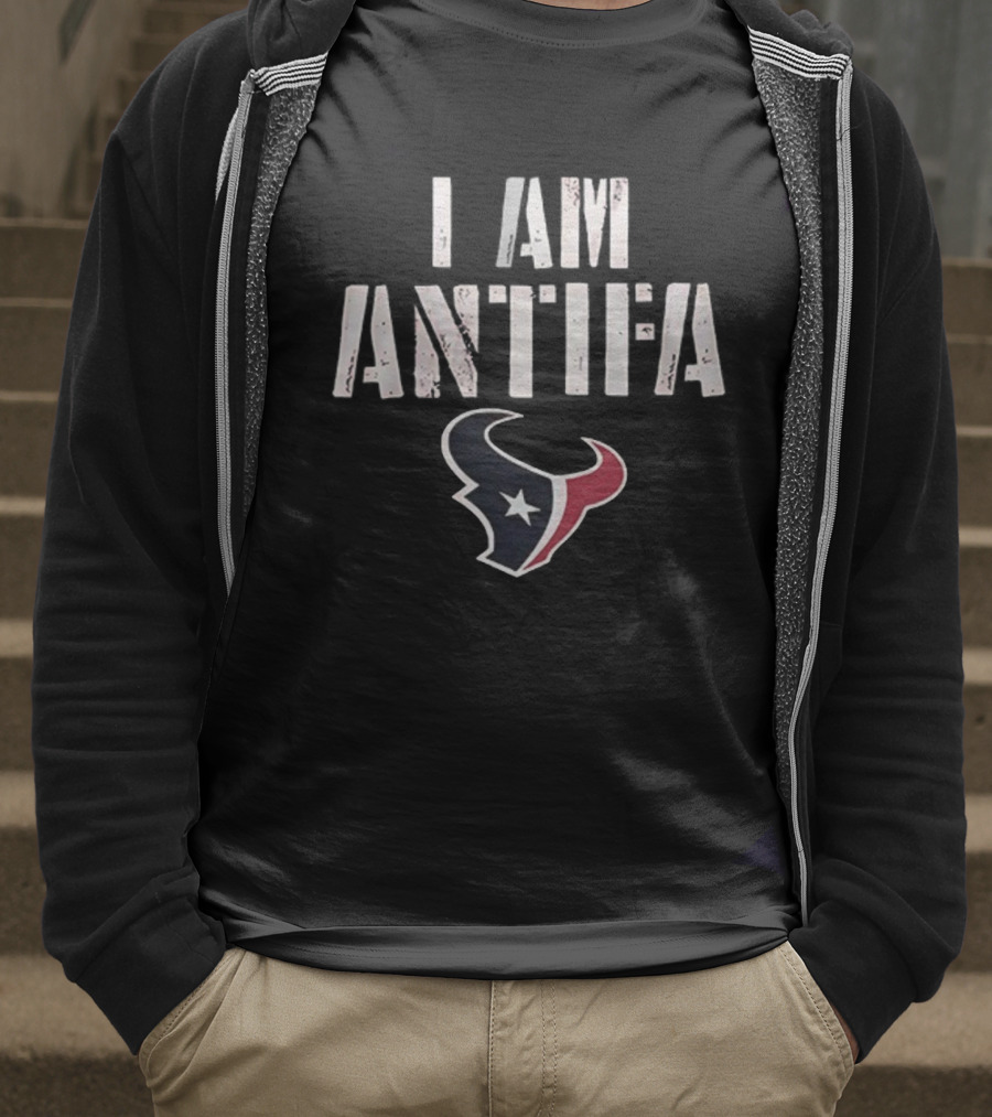 Houston Texans I Am Antifa Against Fascism NFL Team Symbol T-Shirt