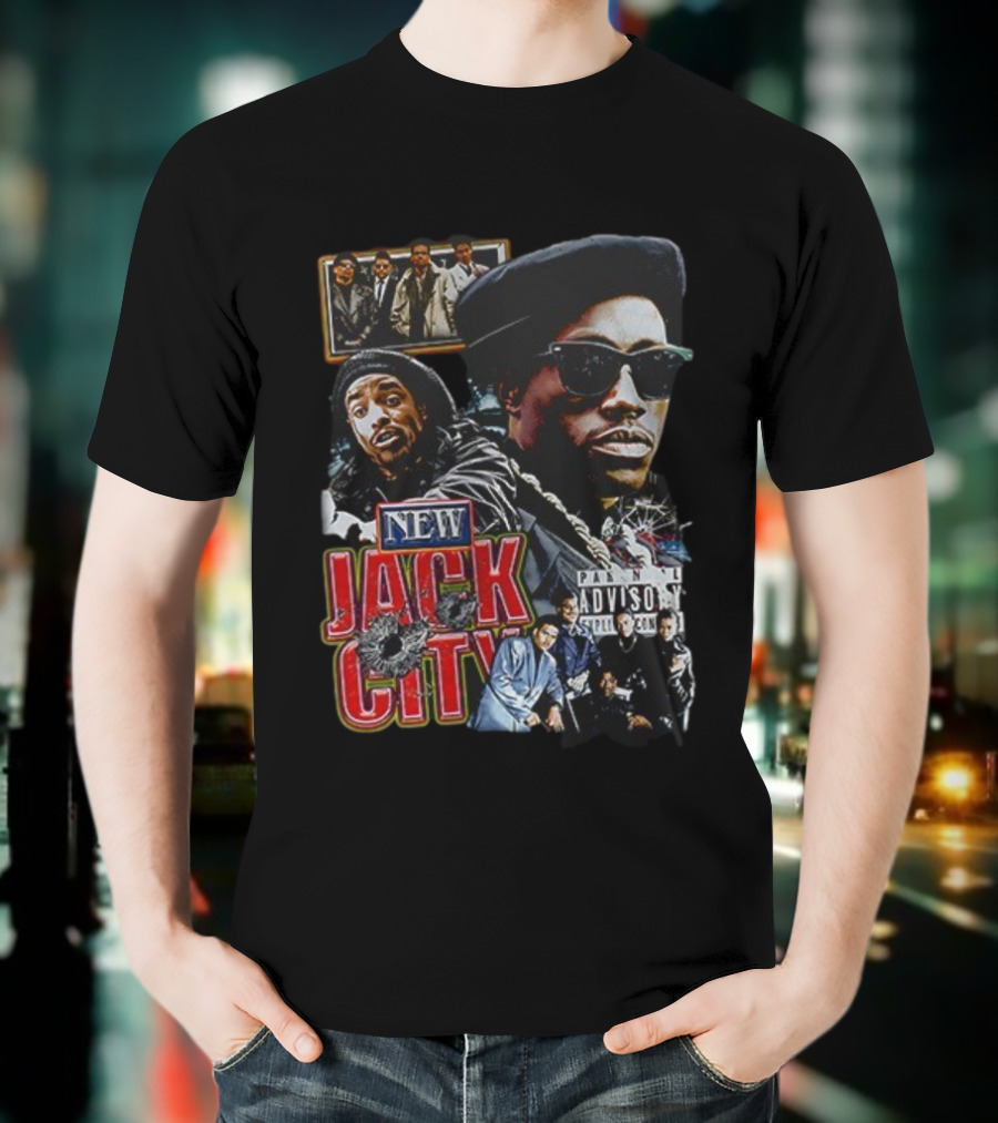New Jack City Vintage Style Parental Advisory Explicit Content 90s Crime Drama Retro Fashion T-Shirt