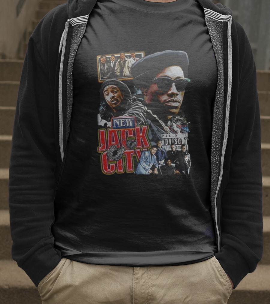 New Jack City Vintage Style Parental Advisory Explicit Content 90s Crime Drama Retro Fashion T-Shirt