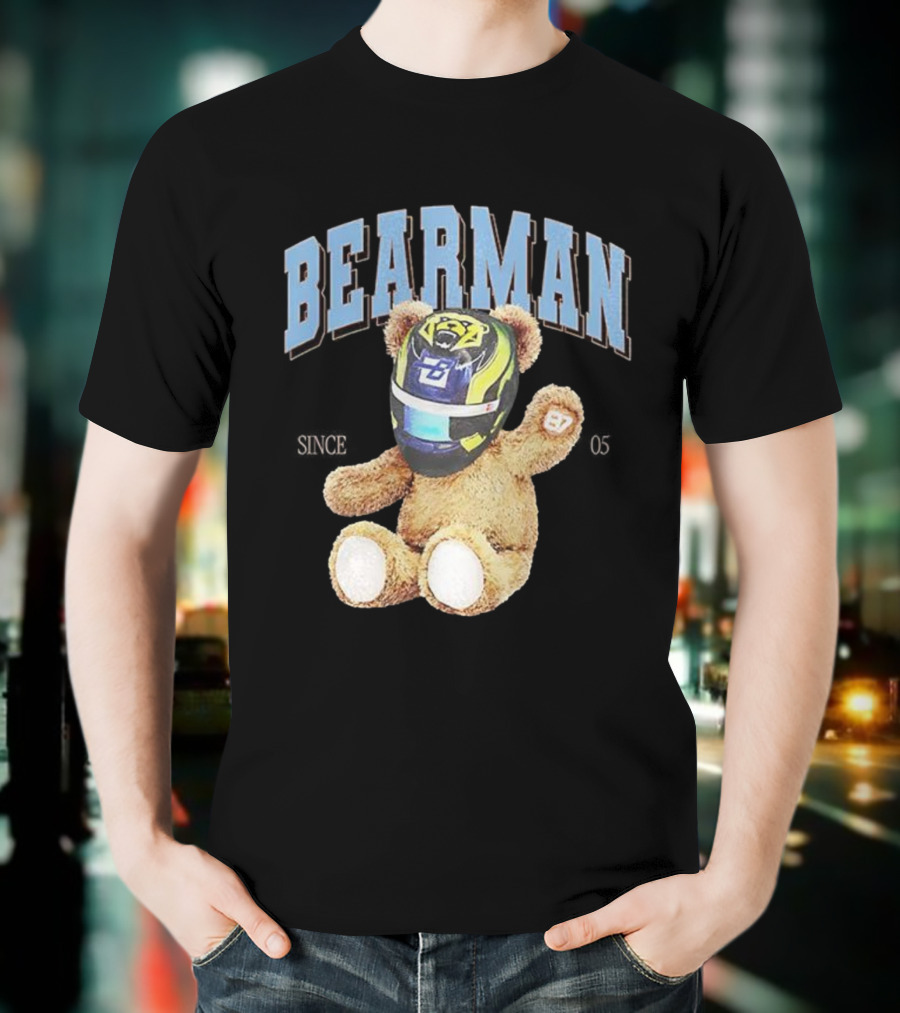 Bearman Teddy With F1 Racing Helmet T-Shirt