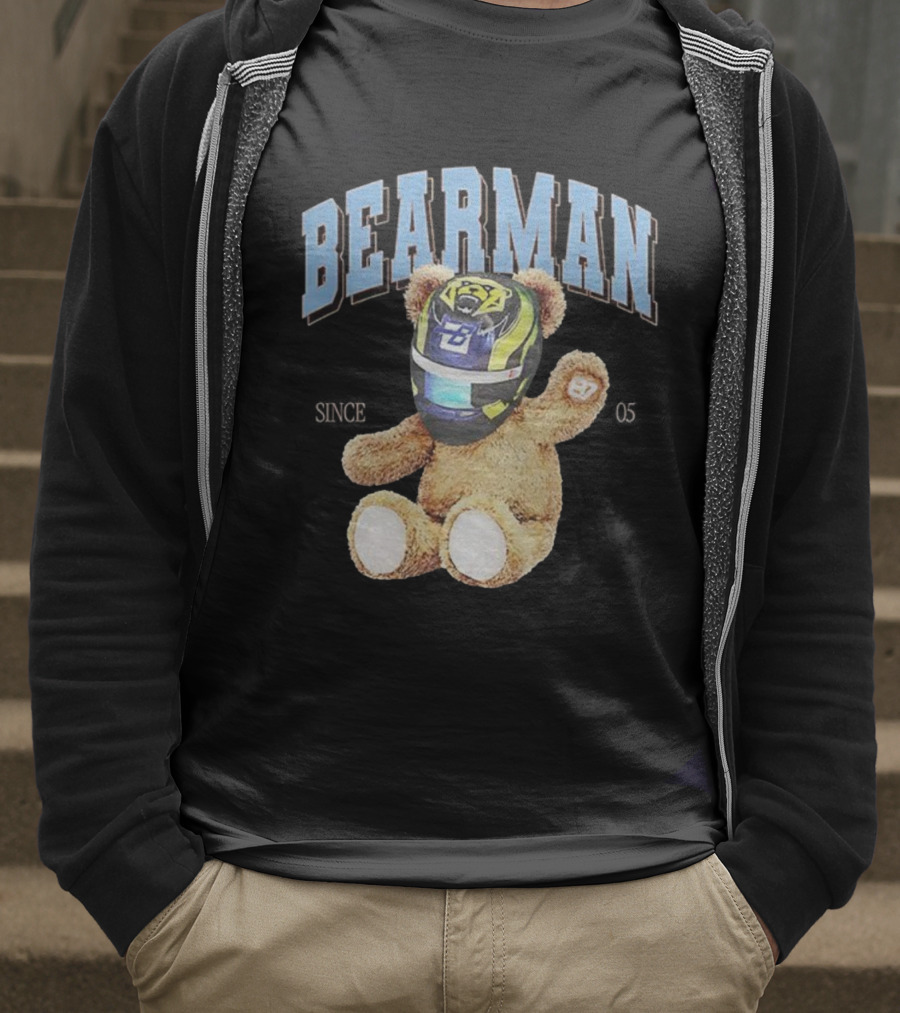 Bearman Teddy With F1 Racing Helmet T-Shirt