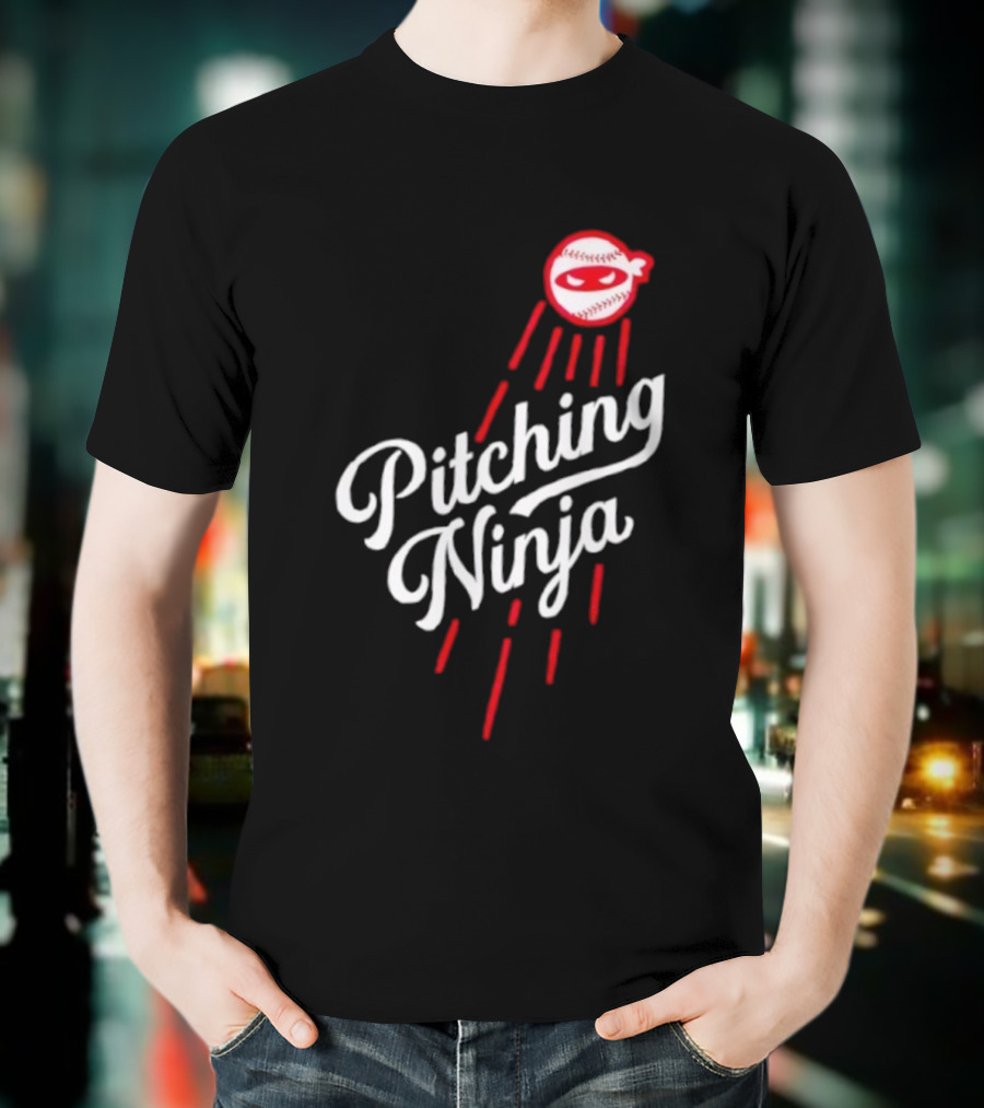 Pitching Ninja Baseball Ninja Los Angeles Dodgers MLB T-Shirt