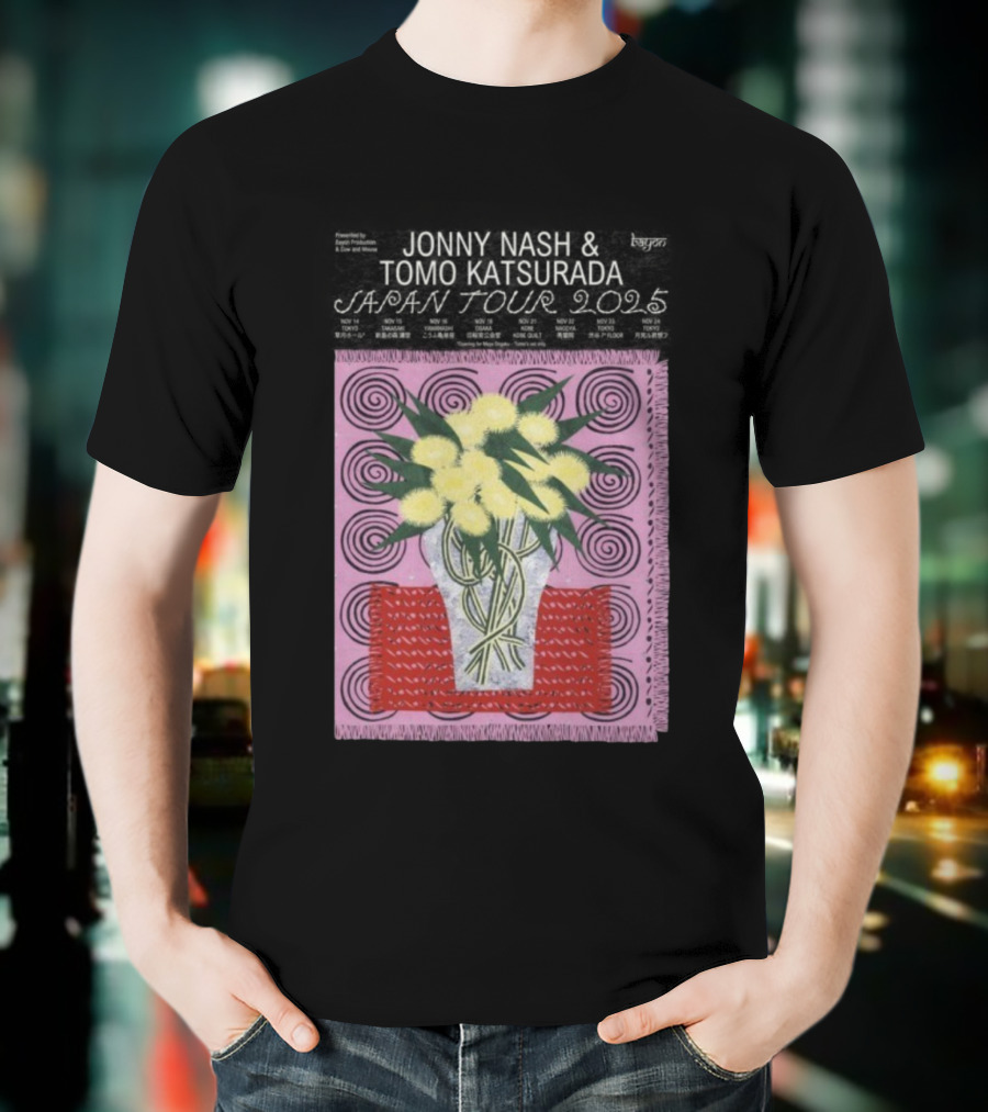 Tomo Katsurada X Jonny Nash Japan Tour 2025 Flowers Vase Art T-Shirt
