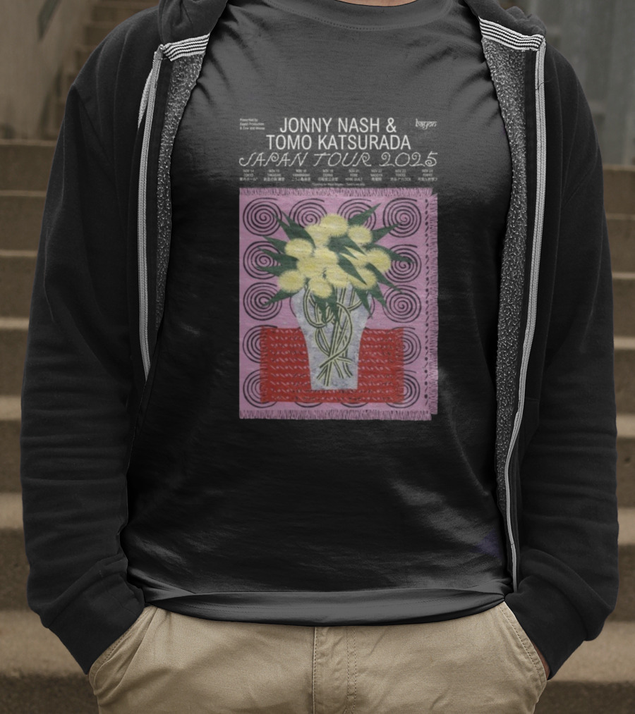 Tomo Katsurada X Jonny Nash Japan Tour 2025 Flowers Vase Art T-Shirt