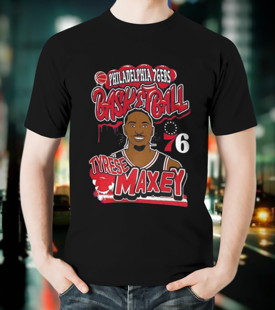 Philadelphia 76ers Basketball Tyrese Maxey 76 T-Shirt