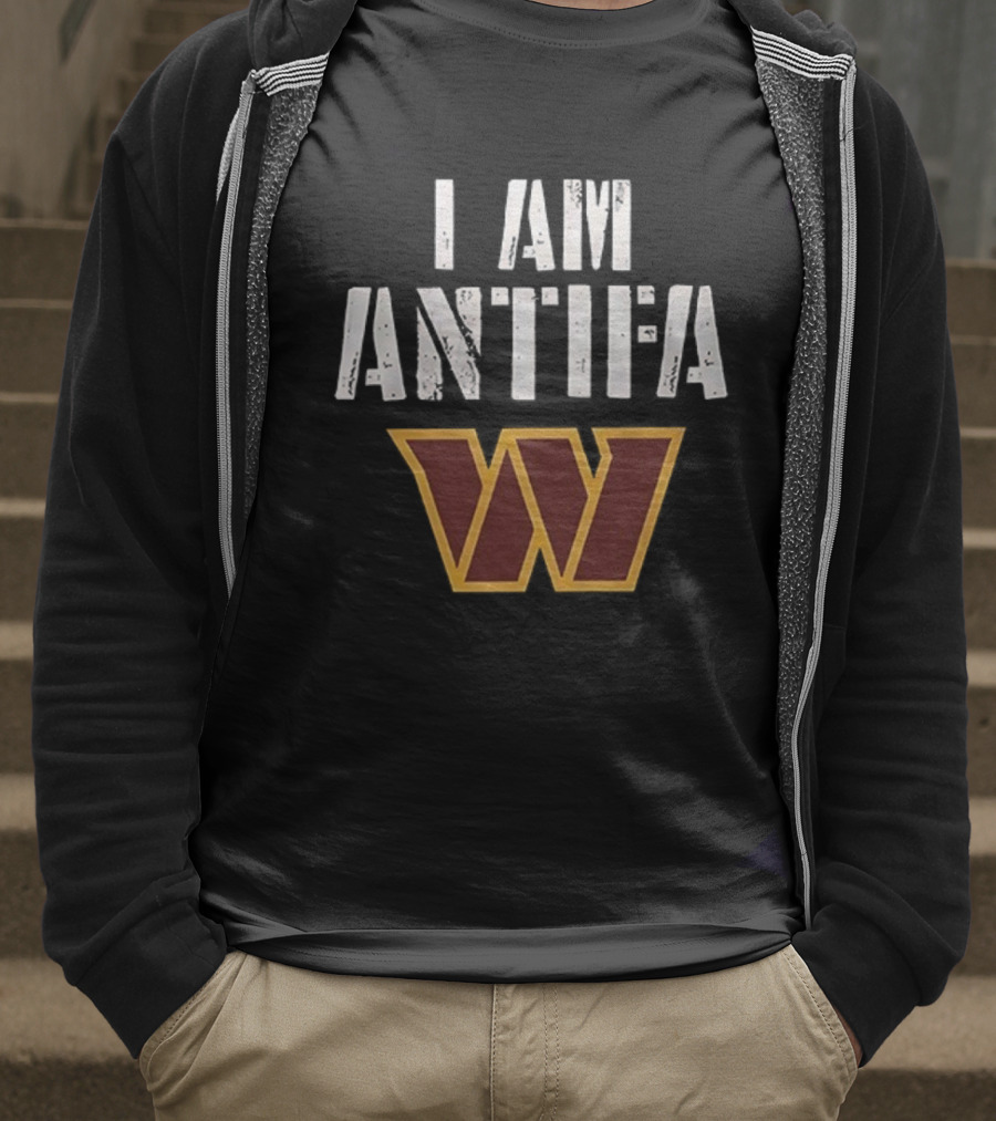 I AM ANTIFA Washington Commanders Against Fascism T-Shirt