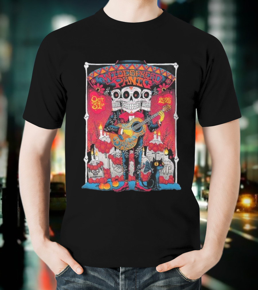 Widespread Panic 2025 Savannah Halloween Concert Enmarket Arena Day Of The Dead Theme T-Shirt