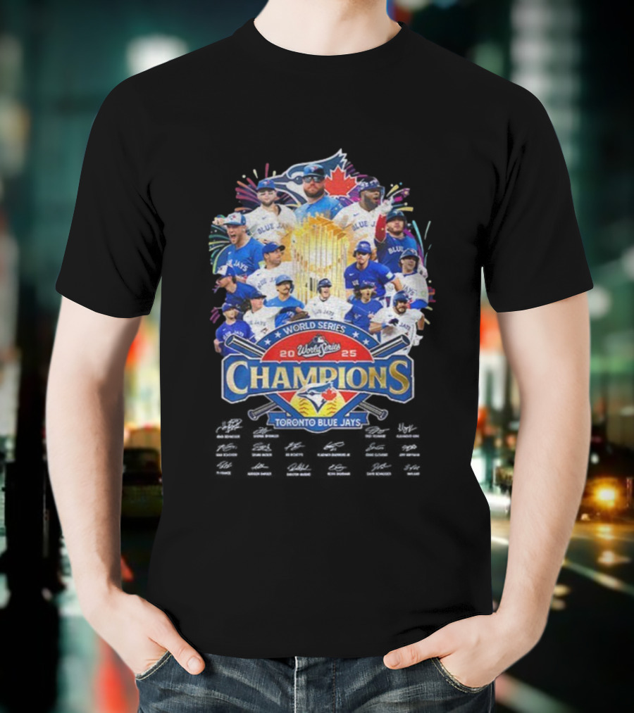 World Series 2025 Champions Toronto Blue Jays Signed MLB Players Celebration T-Shirt