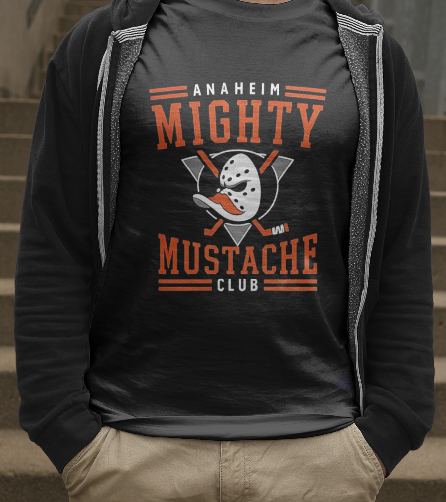 Anaheim Mighty Mustache Club Ducks Hockey Mask T-Shirt