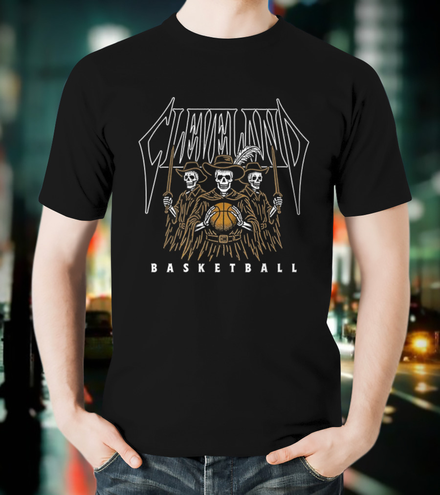 Cleveland Cavaliers Skeletons Halloween Basketball Trio T-Shirt