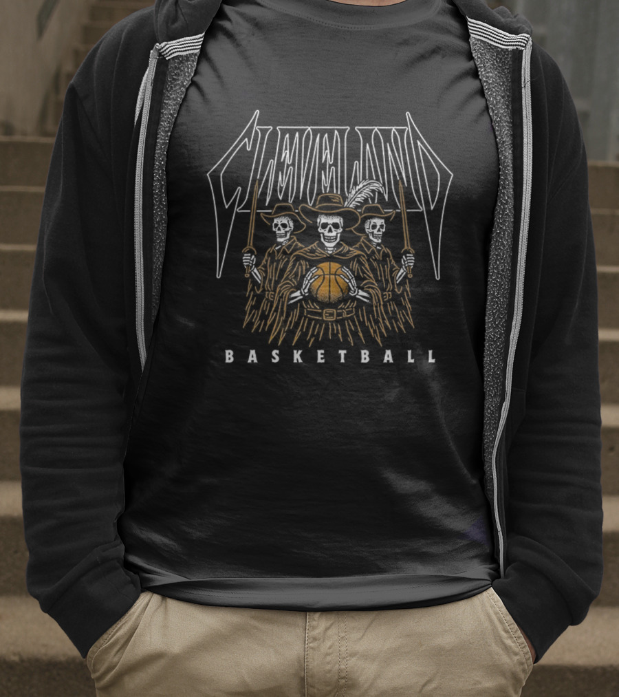 Cleveland Cavaliers Skeletons Halloween Basketball Trio T-Shirt