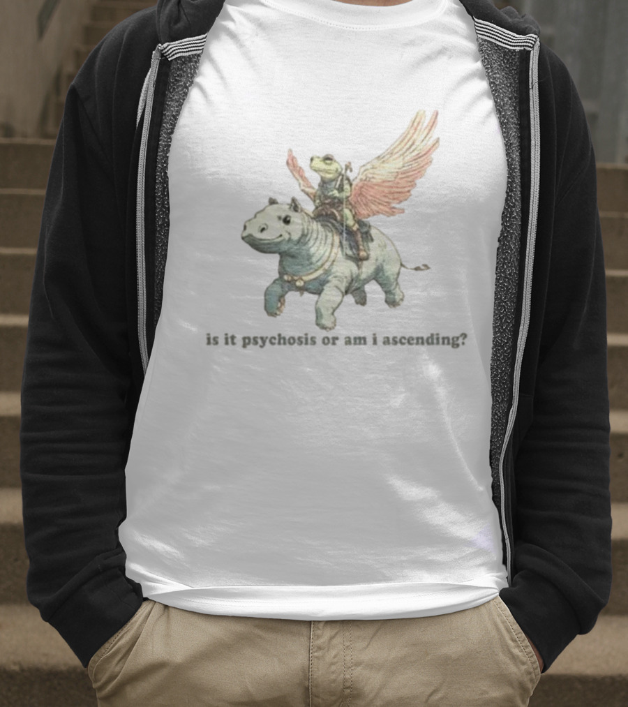 Frog Riding Flying Hippo Psychosis Or Ascension T-Shirt