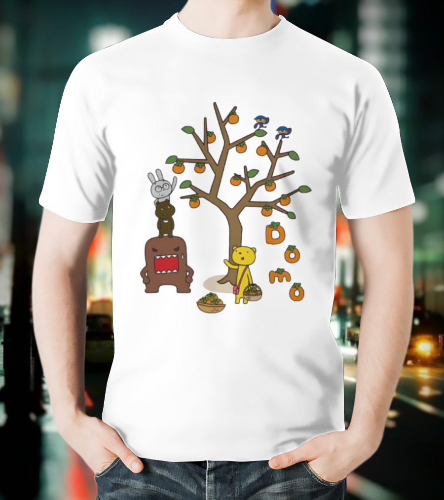 Domo Fall Harvest With Cartoon Characters And Persimmons T-Shirt