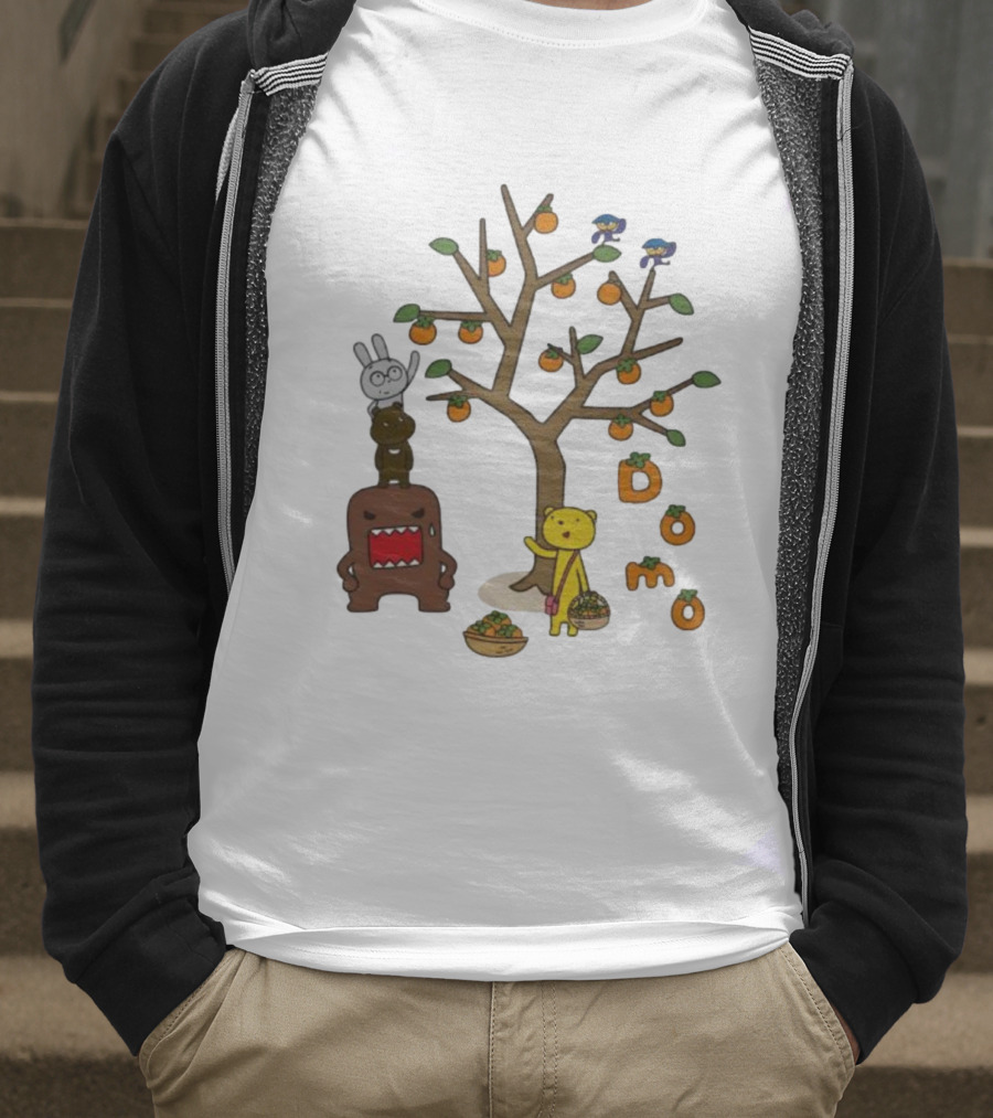 Domo Fall Harvest With Cartoon Characters And Persimmons T-Shirt