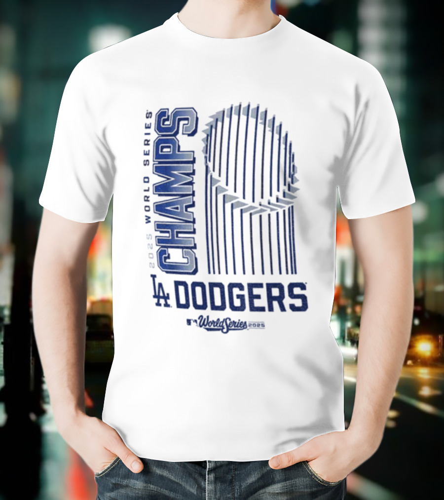 Los Angeles Dodgers 2025 World Series Champs Trophy Logo T-Shirt