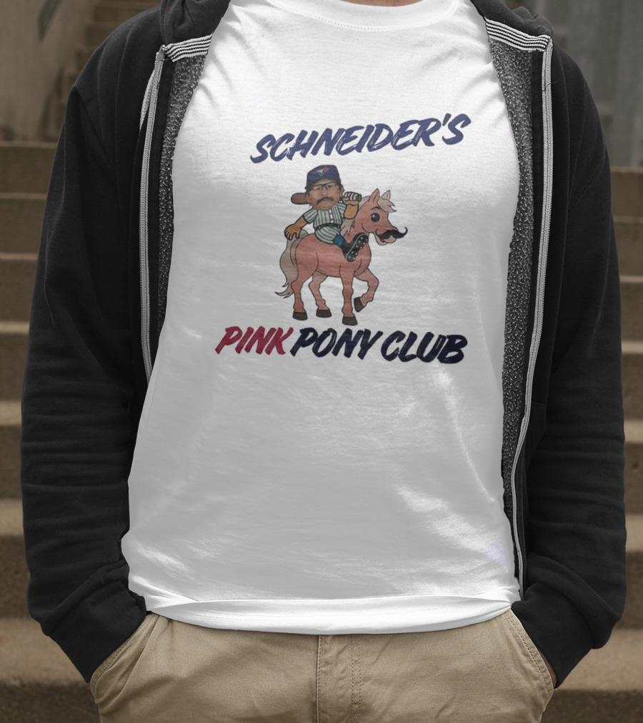 Schneider's Pink Pony Club Toronto Blue Jays Character Riding Cartoon Pony T-Shirt