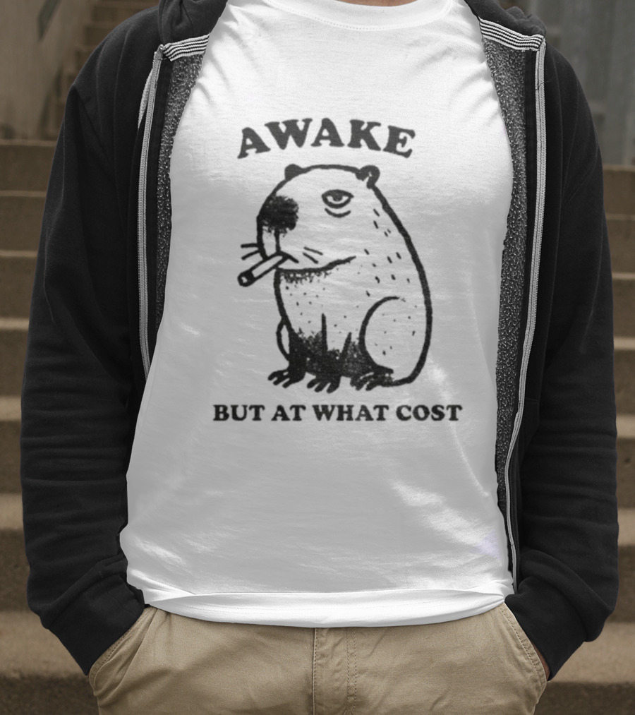 Awake Capybara Smoking Waffle But At What Cost T-Shirt