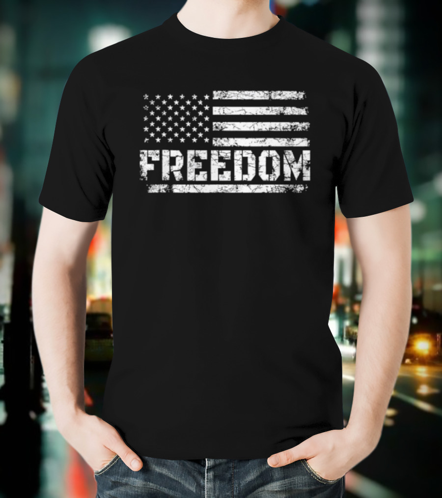 USA Flag Distressed Freedom Grunge Style T-Shirt